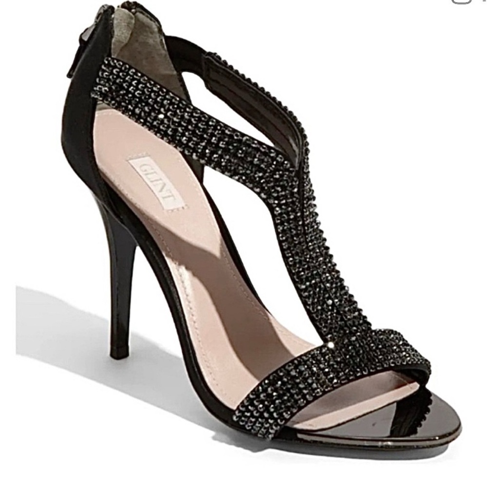 Glint Black Rhinestone Heels